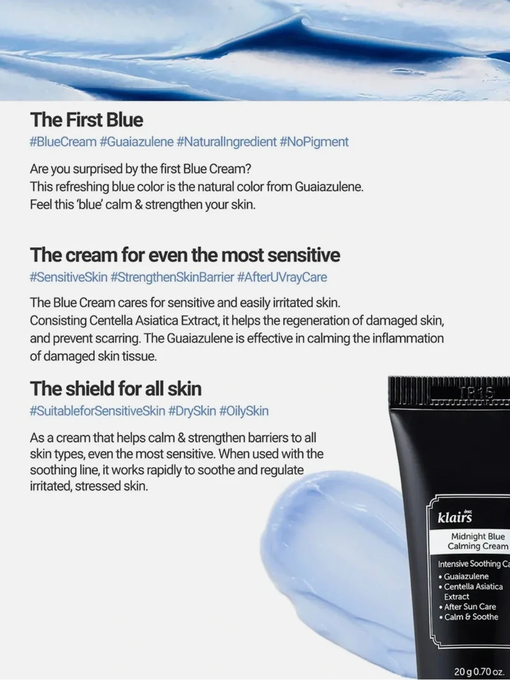 Klairs Midnight Blue Calming Cream Mini 20g BRAND NEW IN BOX